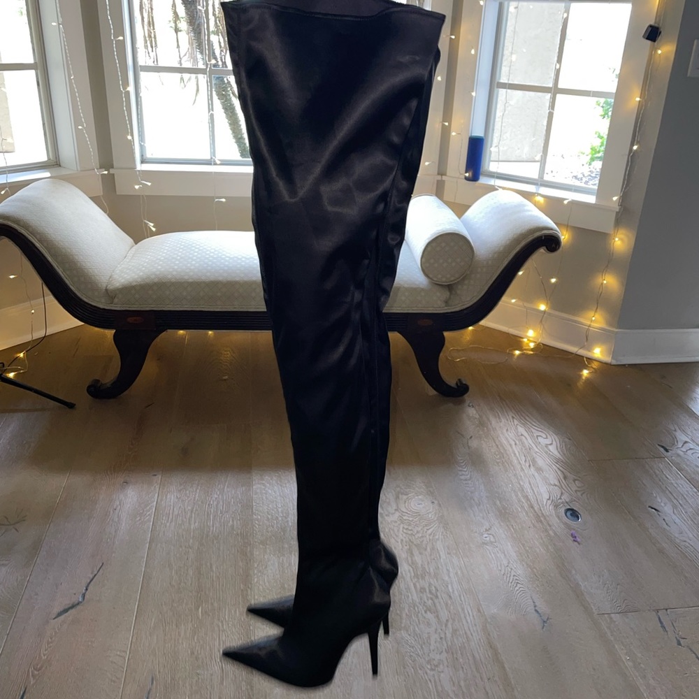 Jeffrey Campbell over the knee satin boots